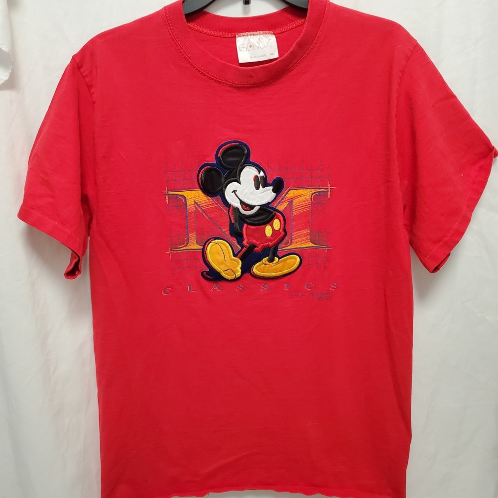 Vintage 90s Mickey Mouse Classics T Shirt Red Genus Single Stitch Made in USA M
